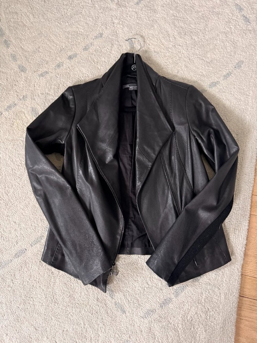 Vince draped lamb leather jacket with an asymmetrical front zipper Size Med